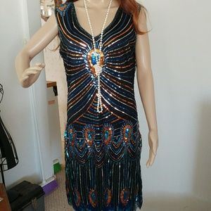 1920s SPARKLING SEQUIN PEACOCK INSPIRED FLAPPER
